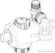 Syr Sicherheitsgruppe in technischer Zeichnung mit verschiedenen Anschlüssen und Bedienelementen, zur Installation in Heizungs- oder Wasserversorgungsanlagen geeignet.